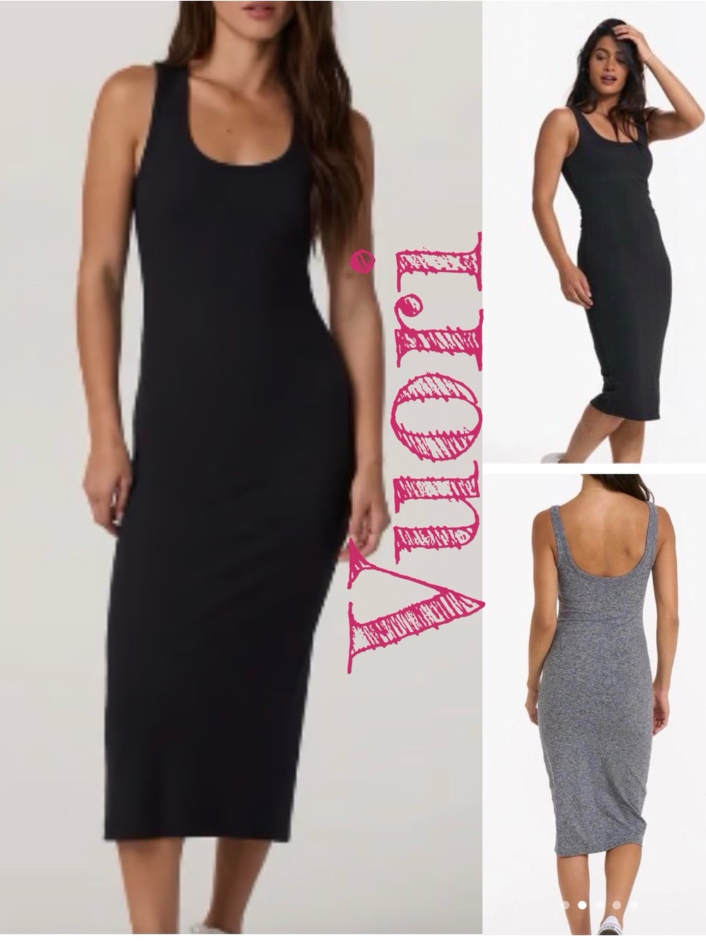 Vuori Black Tank Midi Dress
